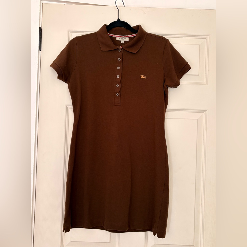 Burberry Brown Polo Mini Dress With Contrast Logo